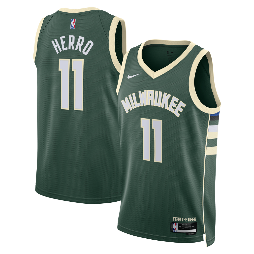 Milwaukee Bucks Nike Icon Edition Swingman Jersey - Hunter Green - Tyler Herro - Unisex product image 2, provided for visual