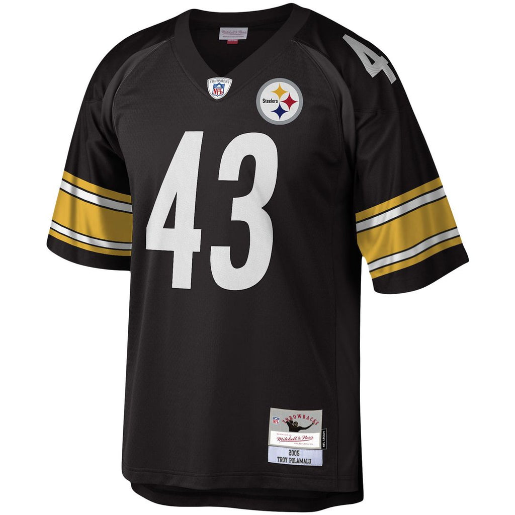 Pittsburgh Steelers Troy Polamalu Mitchell & Ness Black Legacy Replica Jersey product image 2, provided for visual reference
