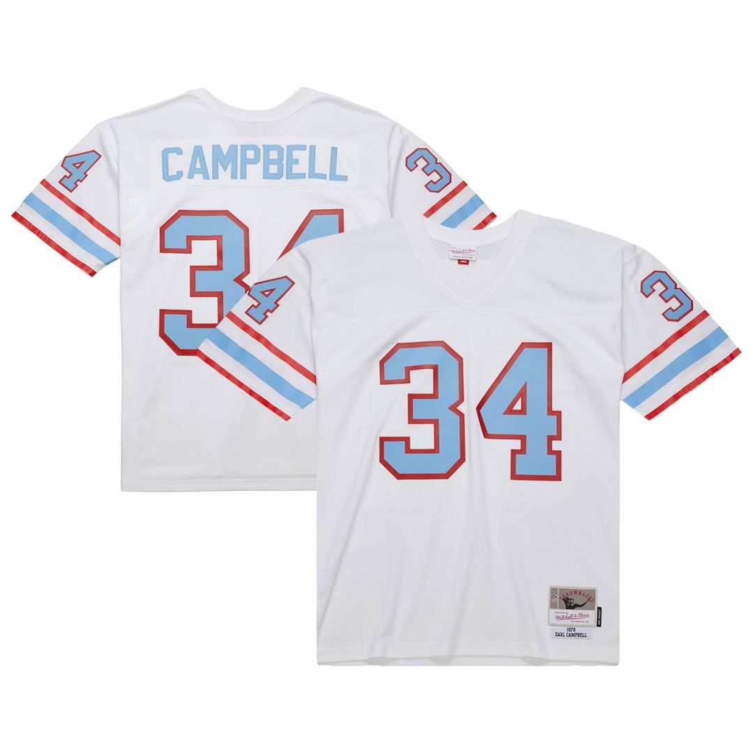 Houston Oilers Earl Campbell Mitchell & Ness White 1979 Legacy Replica Jersey product image 1, provided for visual reference