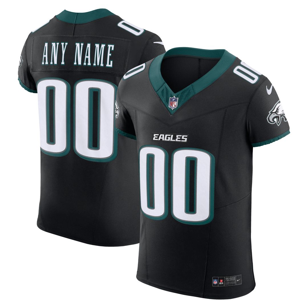Philadelphia Eagles Nike Black Alternate Vapor F.U.S.E. Elite Custom Jersey product image 1, provided for visual reference
