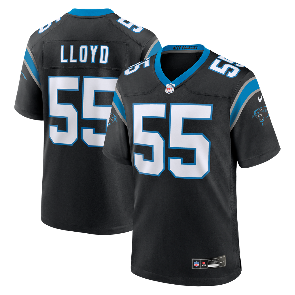 Carolina Panthers Devin Lloyd Nike Black Team Game Jersey product image 1, provided for visual reference and product detail