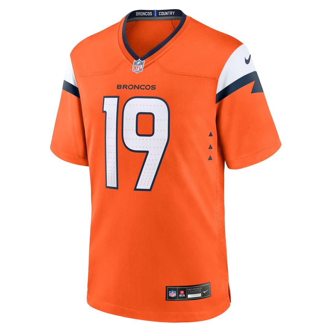 Denver Broncos Marvin Mims Jr Nike Orange Team Game Jersey product image 2, provided for visual reference and product detail
