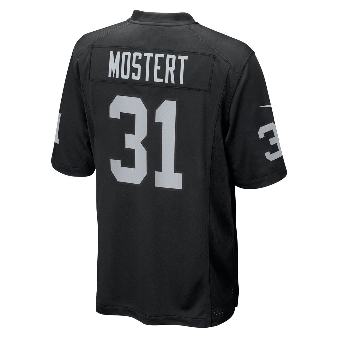 Las Vegas Raiders Raheem Mostert Nike Black Team Game Jersey product image 3, provided for visual reference and product