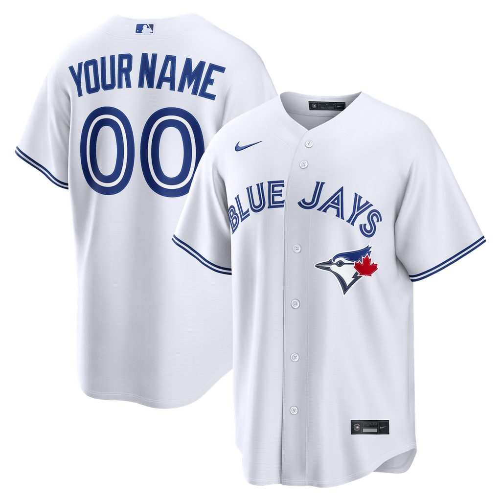 Toronto Blue Jays Nike White Home Replica Custom Jersey product image 1, provided for visual reference and product detail