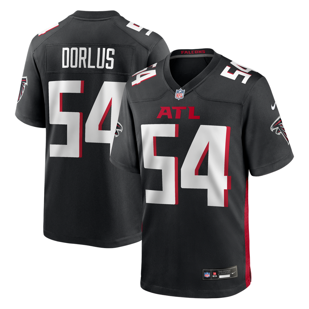 Atlanta Falcons Brandon Dorlus Nike Black Team Game Jersey product image 1, provided for visual reference and product detail
