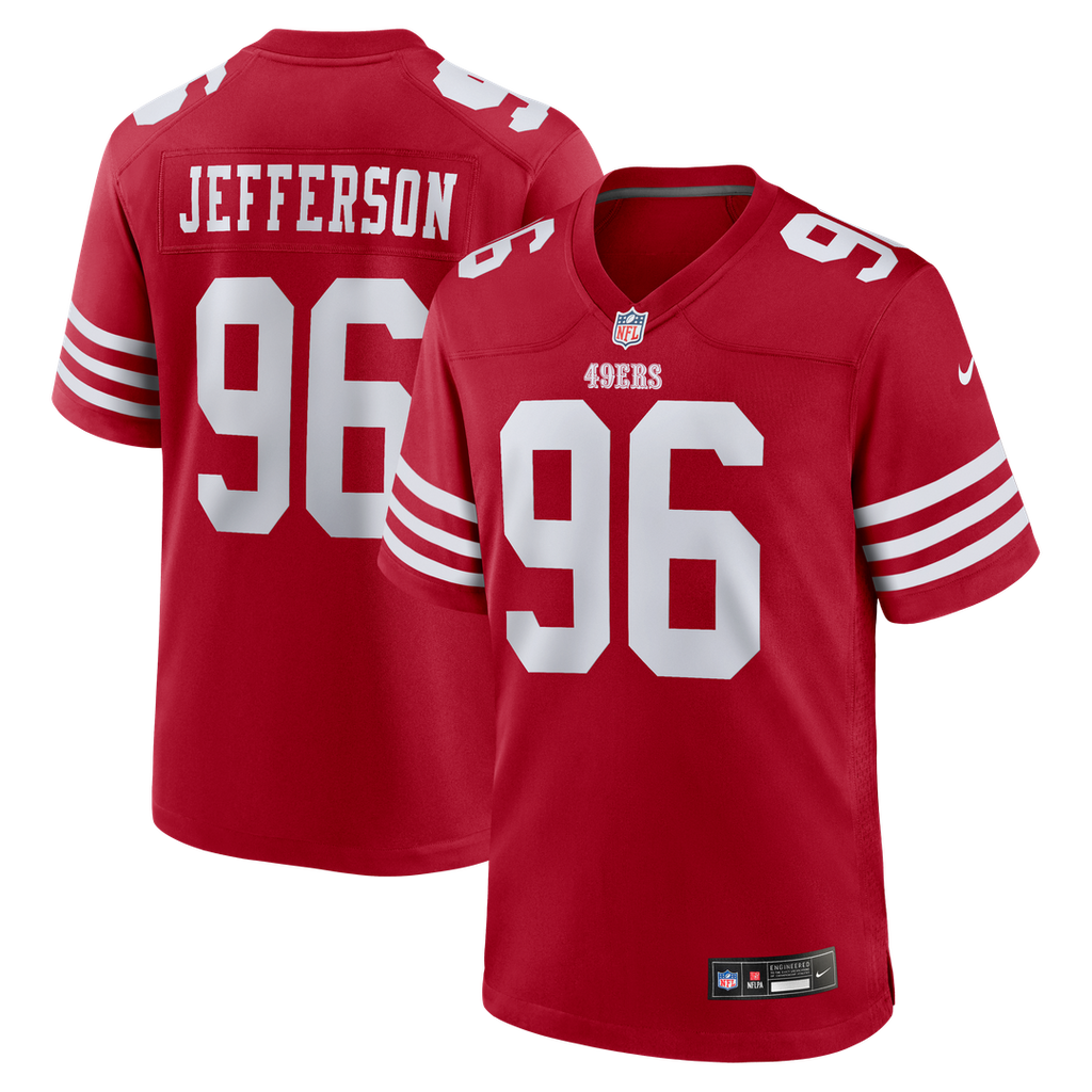 San Francisco 49ers Jordan Jefferson Nike Scarlet Team Game Jersey product image 1, provided for visual reference and