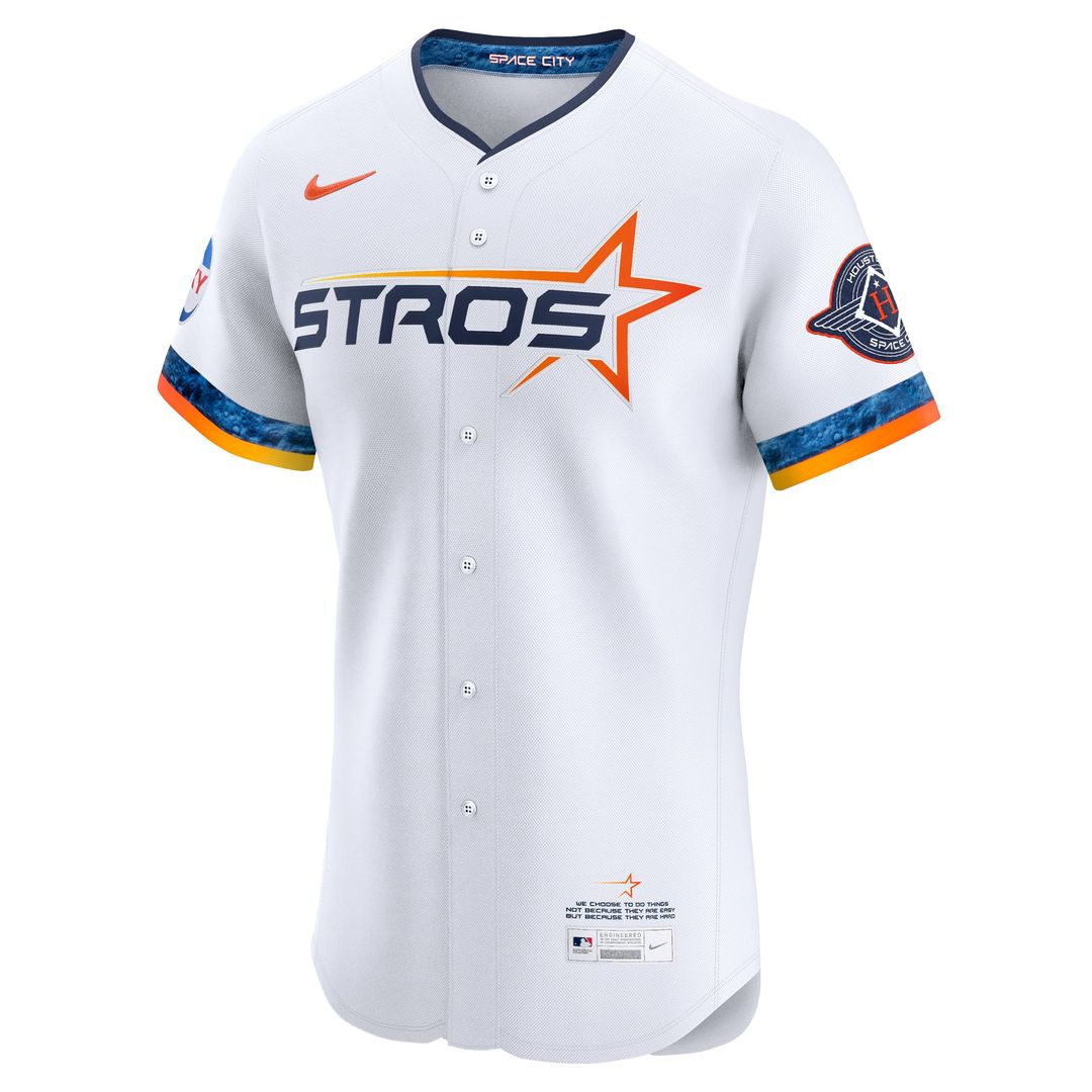 Houston Astros Nike White 2025 City Connect Elite Jersey product image 2, provided for visual reference and product detail