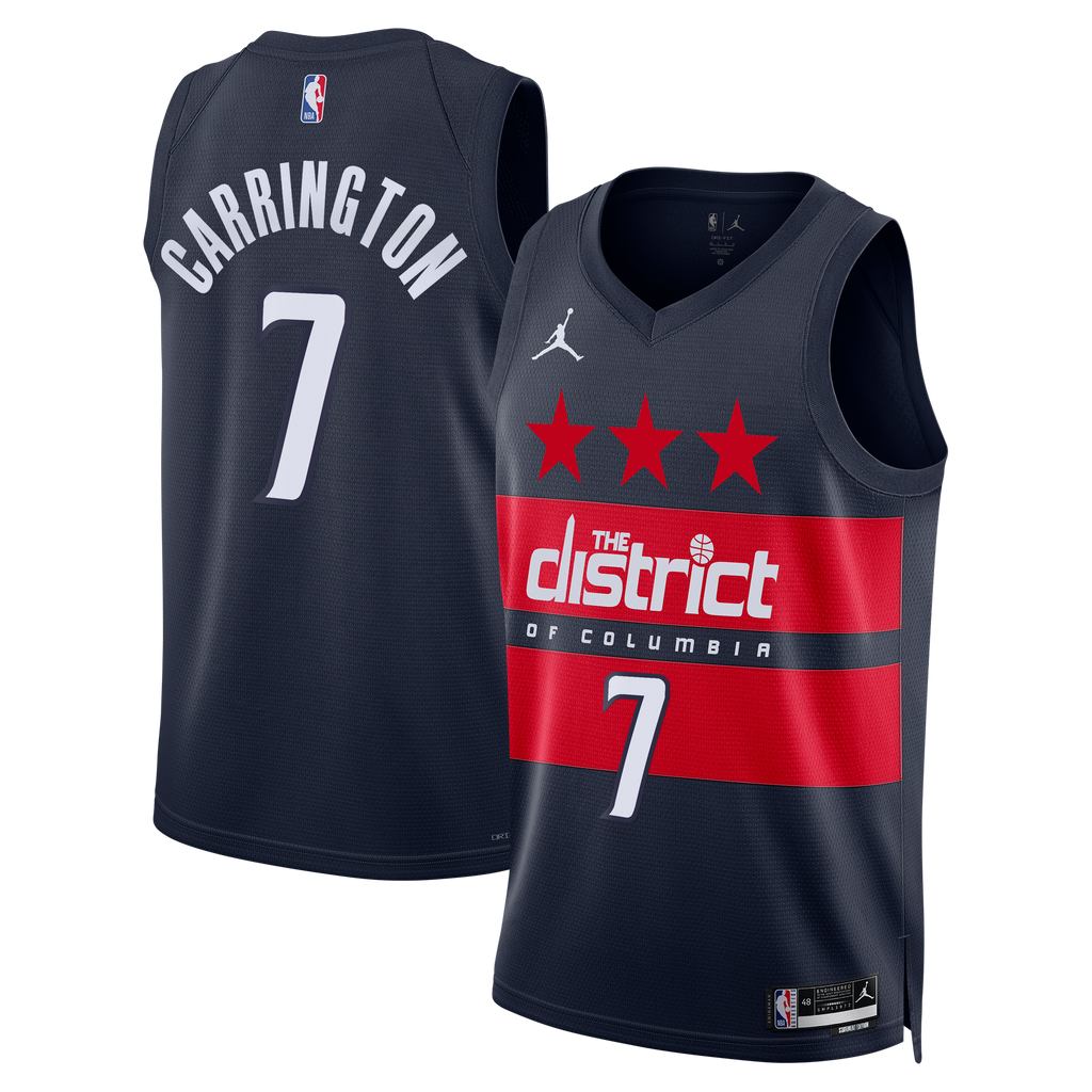 Washington Wizards Jordan Brand Statement Edition Swingman Jersey - Navy - Bub Carrington product image 1, provided for