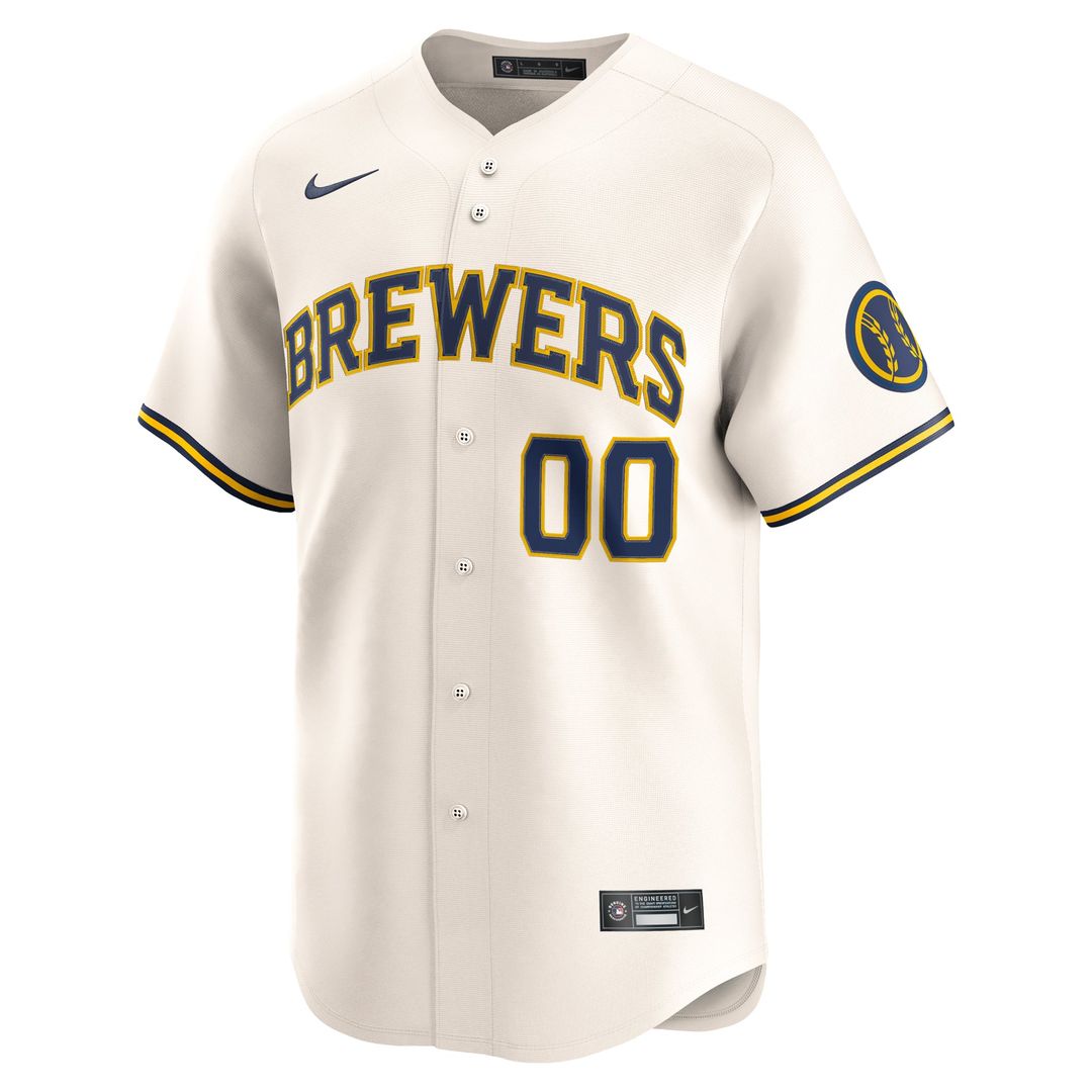 Milwaukee Brewers Nike Cream Home Limited Custom Jersey product image 2, provided for visual reference and product detail