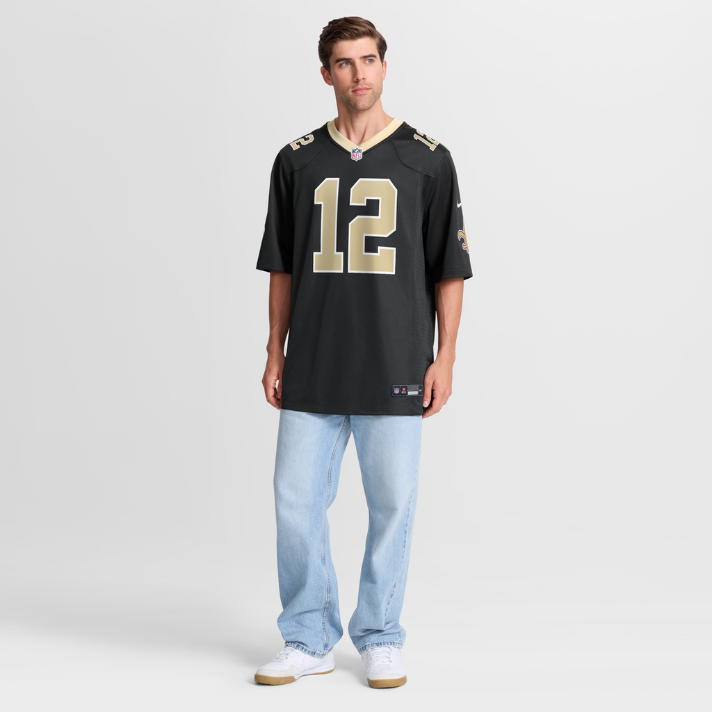 New Orleans Saints Chris Olave Nike Black Player Game Jersey product image 7, provided for visual reference and product