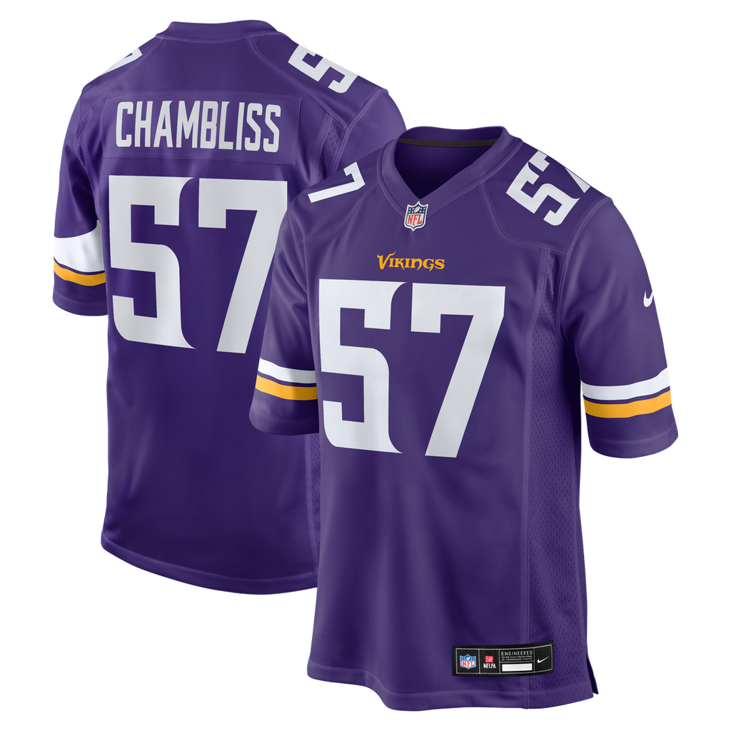 Minnesota Vikings Chaz Chambliss Nike Purple Team Game Jersey product image 1, provided for visual reference and product
