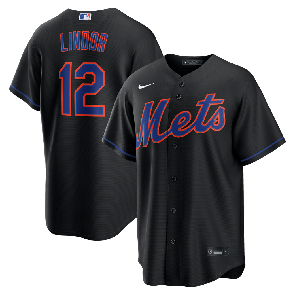 New York Mets Francisco Lindor Nike Black Alternate Replica Jersey product image 4, provided for visual reference and
