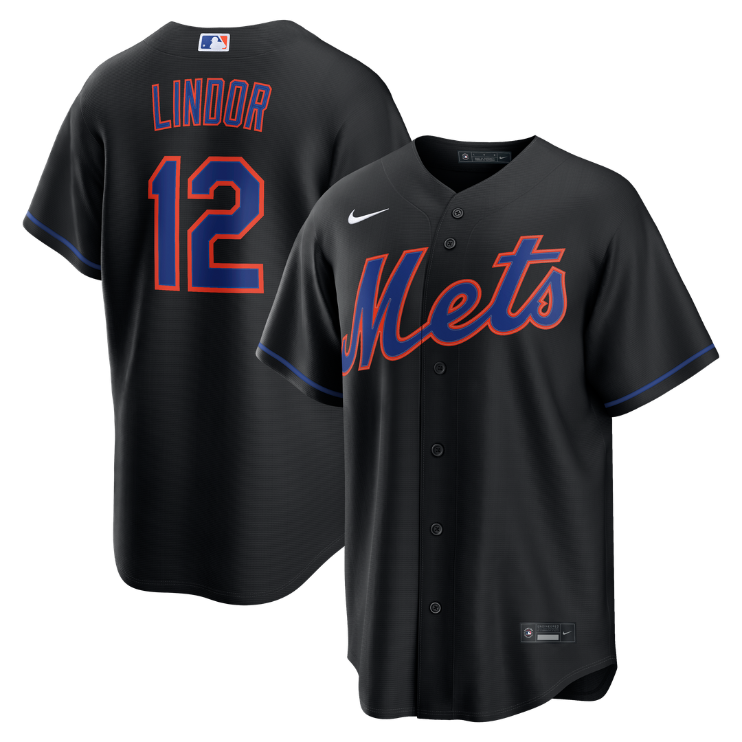 New York Mets Francisco Lindor Nike Black Alternate Replica Jersey product image 4, provided for visual reference and