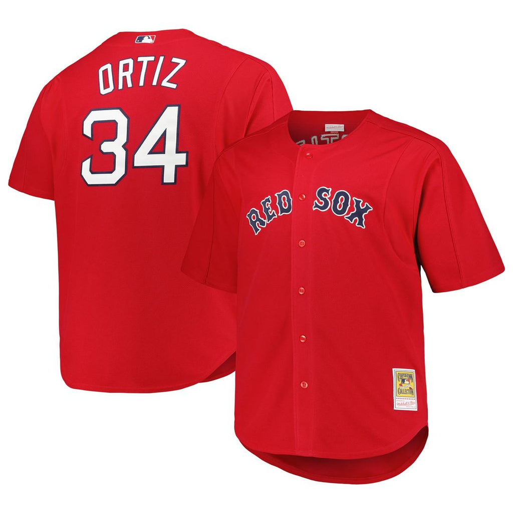 Boston Red Sox David Ortiz Mitchell & Ness Red Big & Tall Cooperstown Mesh Batting Practice Jersey product image 4, provided