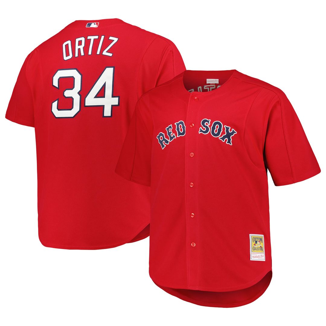 Boston Red Sox David Ortiz Mitchell & Ness Red Big & Tall Cooperstown Mesh Batting Practice Jersey product image 4, provided