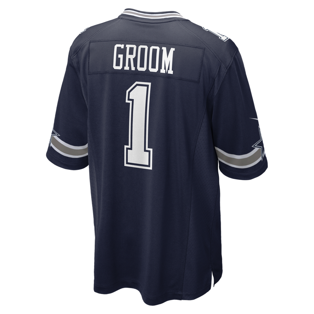Dallas Cowboys Number 1 Groom Nike Navy Game Jersey product image 3, provided for visual reference and product detail review