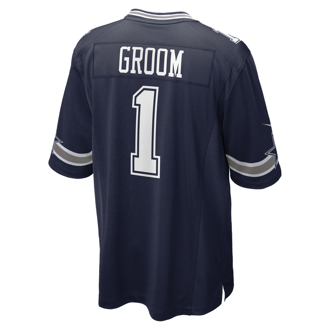 Dallas Cowboys Number 1 Groom Nike Navy Game Jersey product image 3, provided for visual reference and product detail review