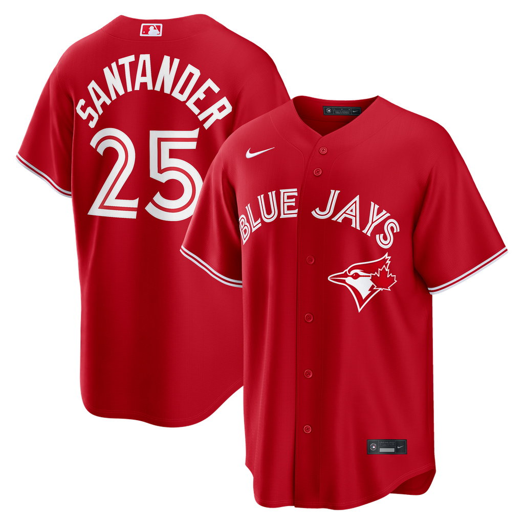 Toronto Blue Jays Anthony Santander Nike Red Canada Day Replica Jersey product image 1, provided for visual reference and
