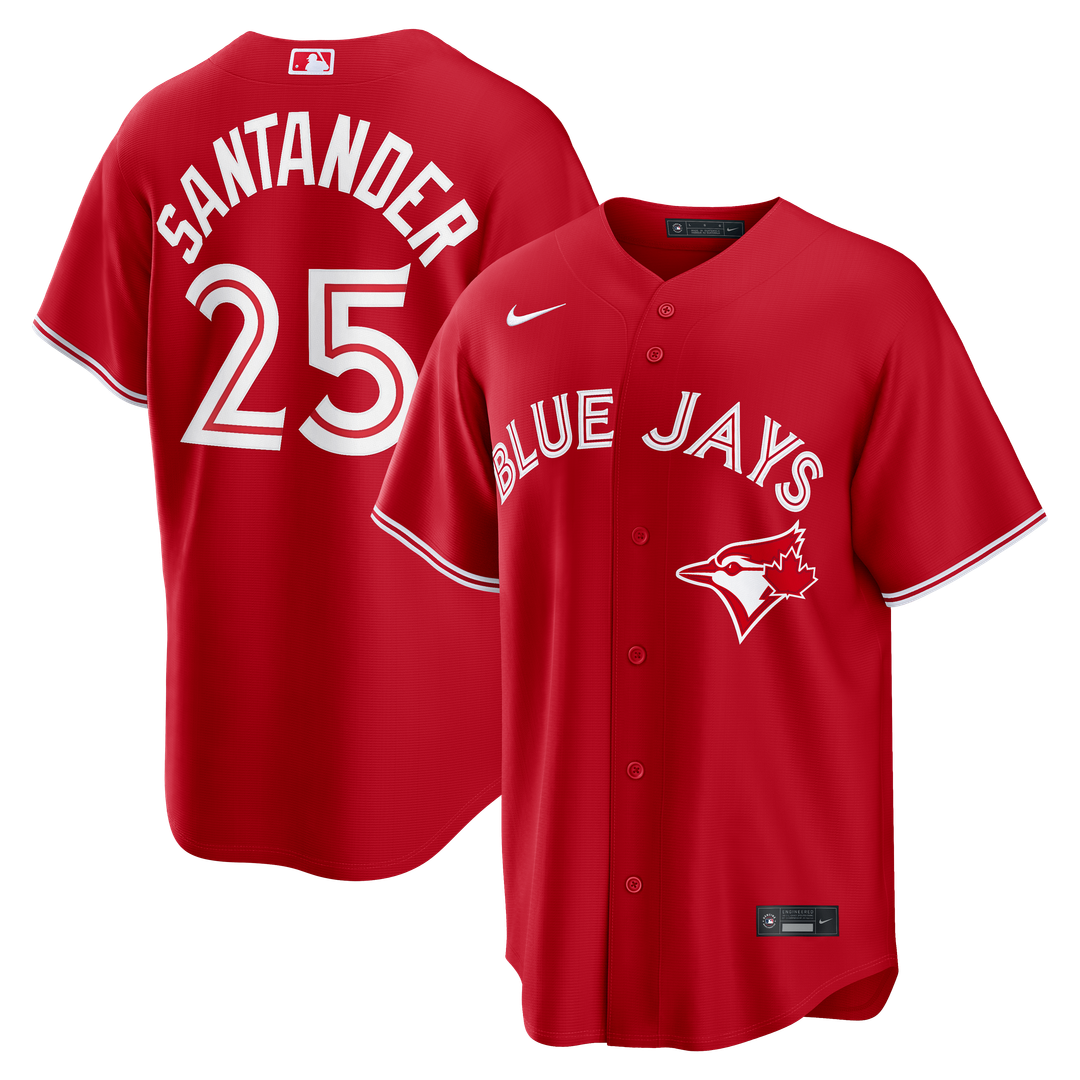 Toronto Blue Jays Anthony Santander Nike Red Canada Day Replica Jersey product image 1, provided for visual reference and