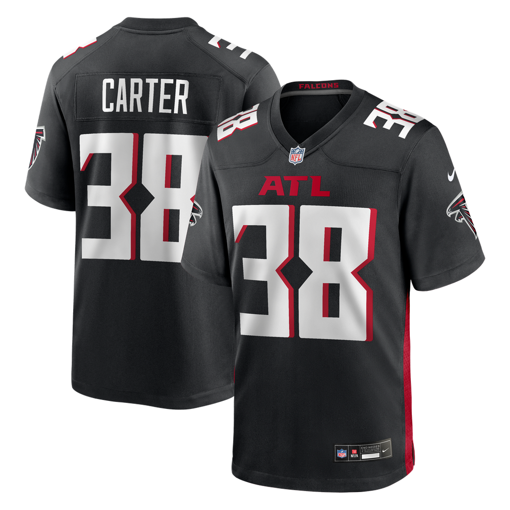 Atlanta Falcons Nathan Carter Nike Black Team Game Jersey product image 1, provided for visual reference and product detail