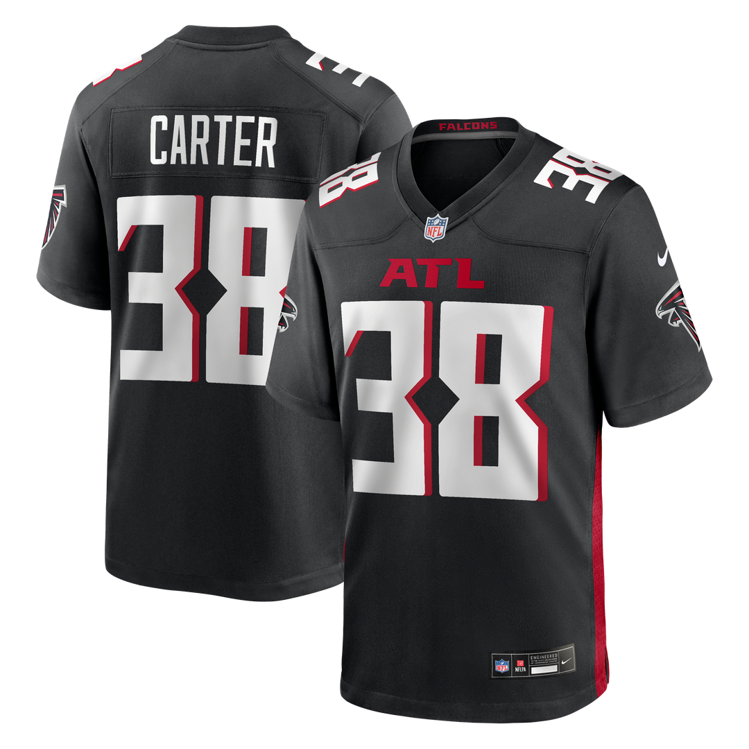 Atlanta Falcons Nathan Carter Nike Black Team Game Jersey product image 1, provided for visual reference and product detail