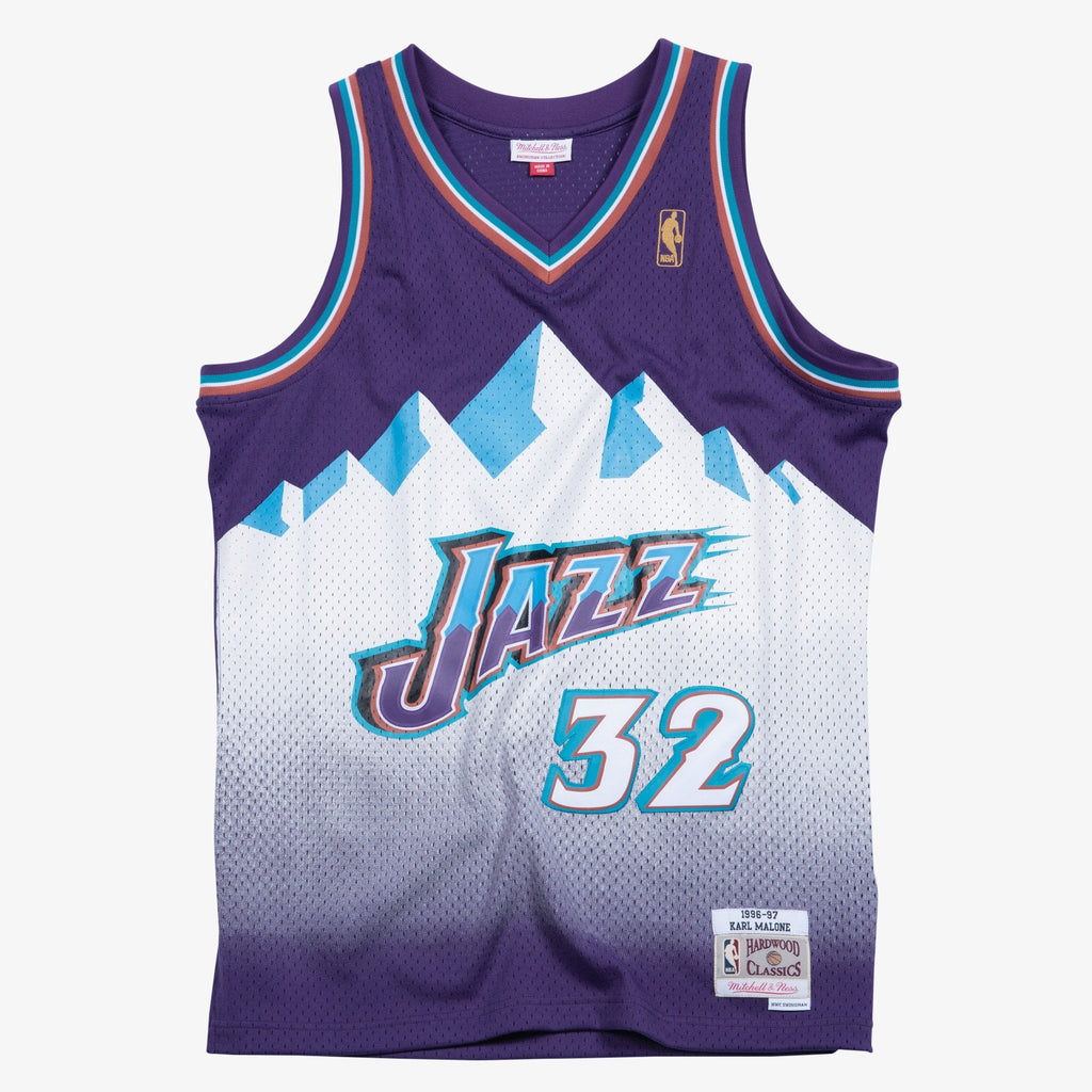Utah Jazz Mitchell & Ness Karl Malone 1996 Swingman Road Authentic Jersey - Purple product image 3, provided for visual