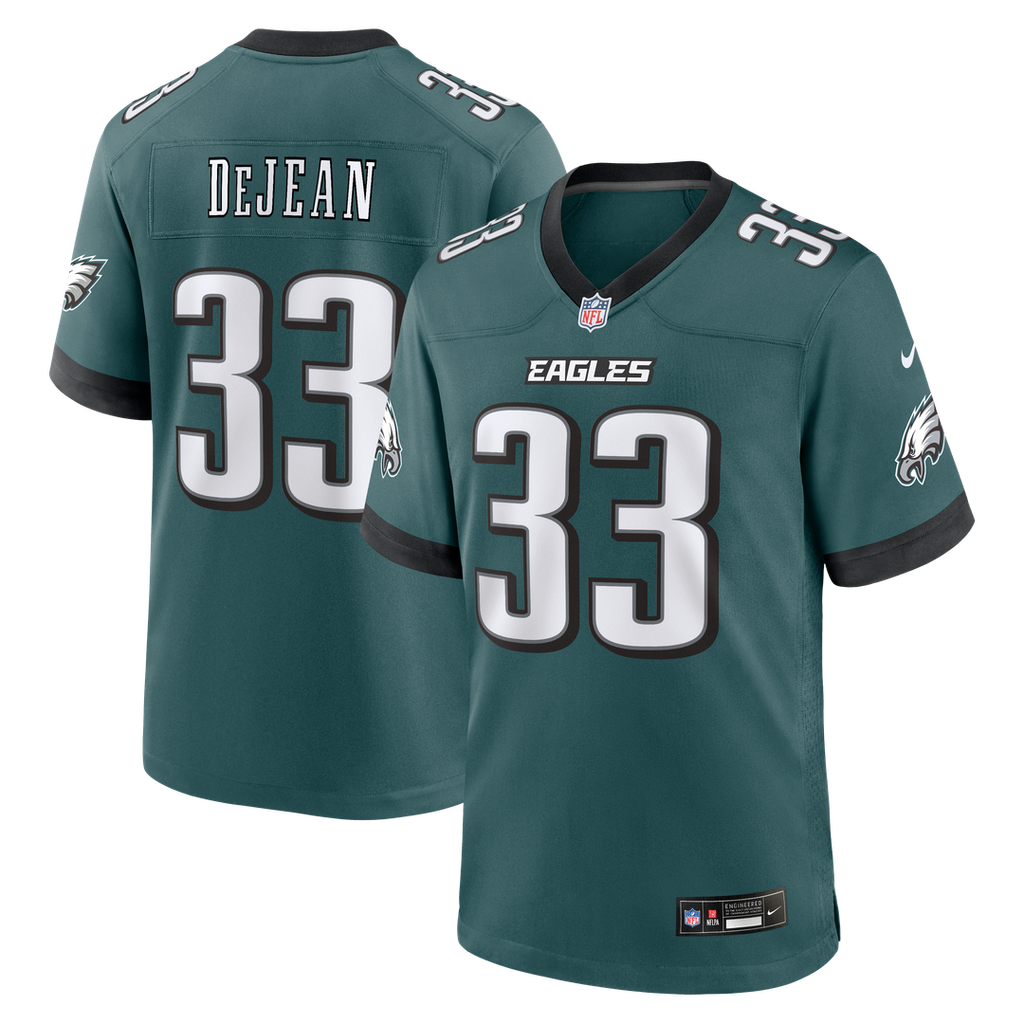 Philadelphia Eagles Cooper DeJean Nike Midnight Green Team Game Jersey product image 1, provided for visual reference and