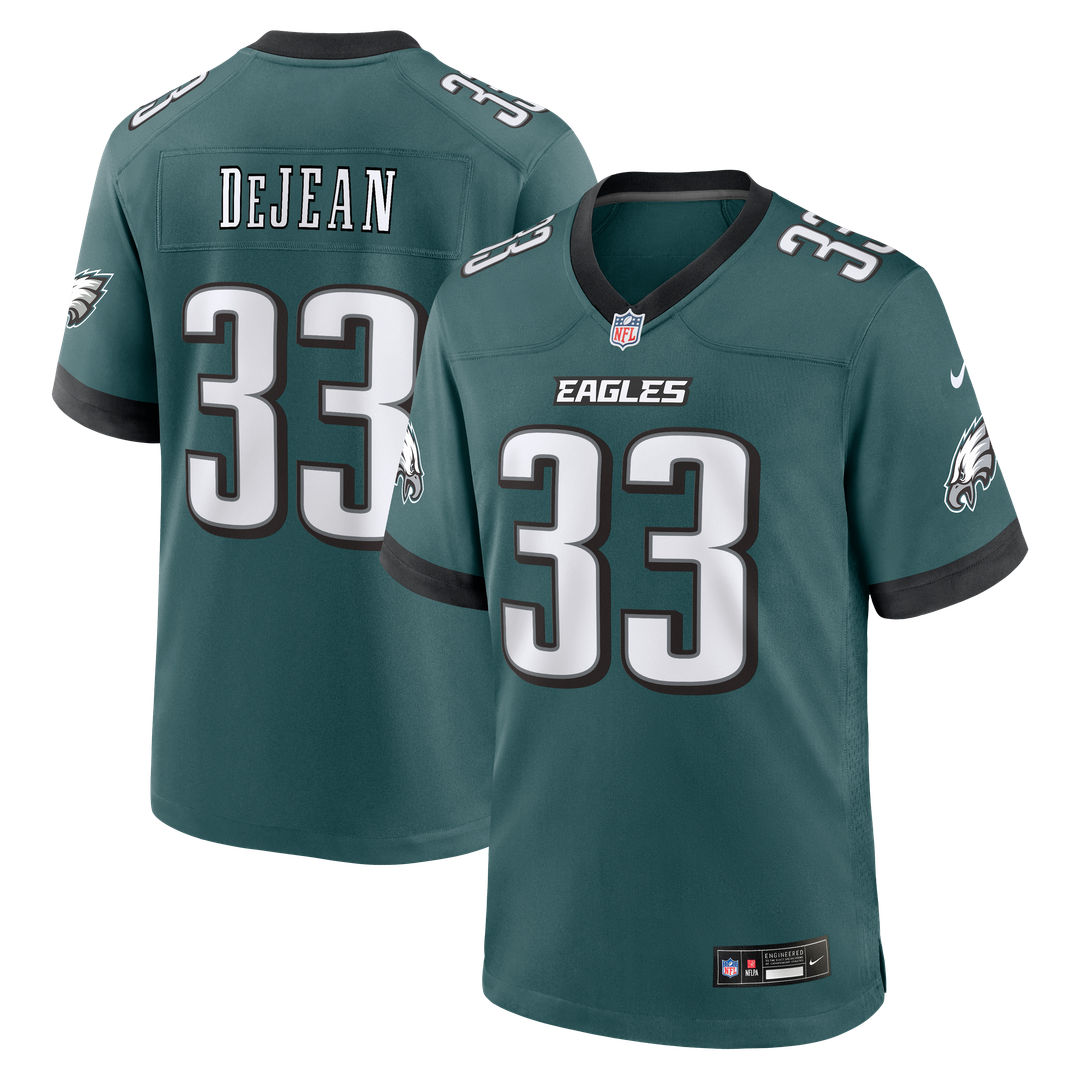 Philadelphia Eagles Cooper DeJean Nike Midnight Green Team Game Jersey product image 1, provided for visual reference and
