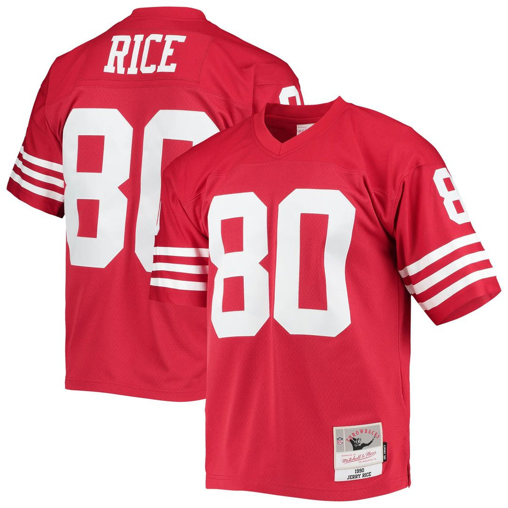 San Francisco 49ers Jerry Rice Mitchell & Ness Scarlet Legacy Replica Jersey product image 1, provided for visual reference