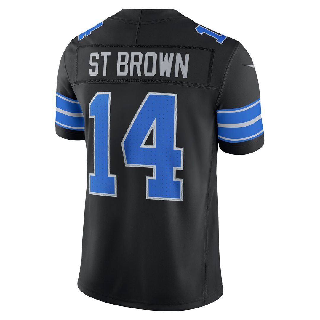 Detroit Lions Amon-Ra St. Brown Nike Black Alternate Vapor F.U.S.E. Stitched Limited Jersey product image 3, provided for