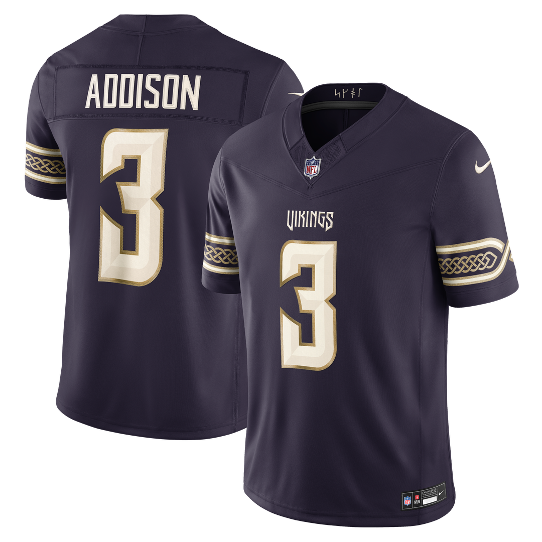 Minnesota Vikings Jordan Addison Nike Purple 2026 Rivalries Collection Stitched Limited Jersey product image 1, provided for