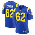 Los Angeles Rams Payton Zdroik Nike Royal Game Jersey product image 1, provided for visual reference and product detail