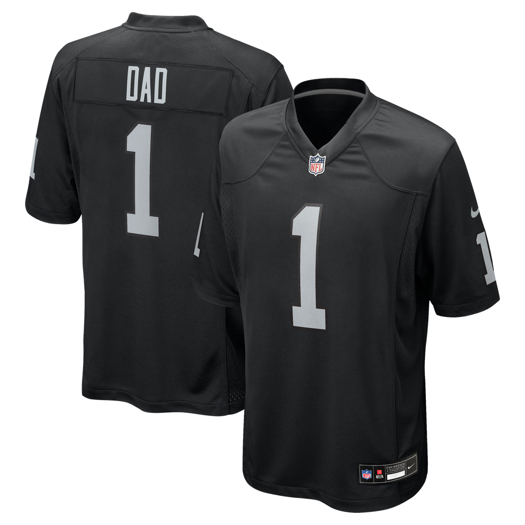 Las Vegas Raiders Number 1 Dad Nike Black Game Jersey product image 1, provided for visual reference and product detail
