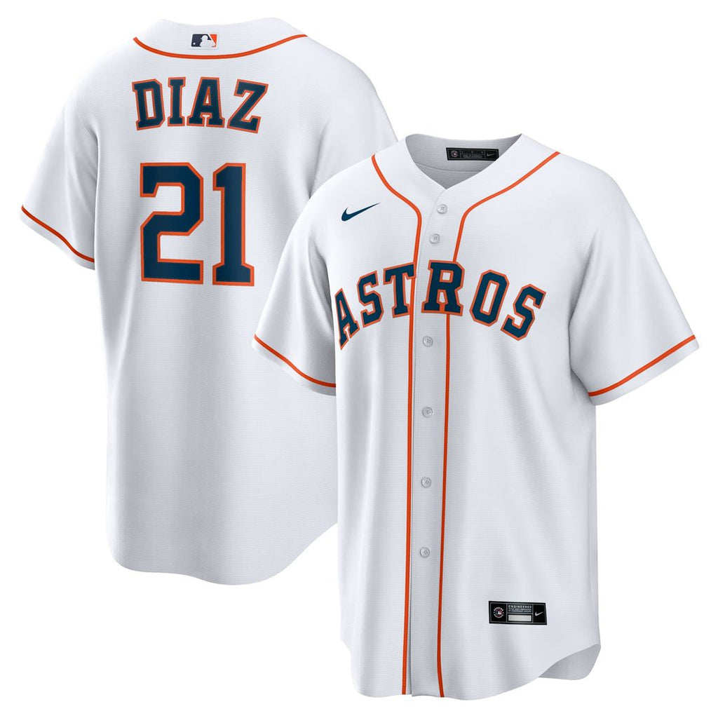 Houston Astros Yainer Diaz Nike White Home Replica Jersey product image 1, provided for visual reference and product detail