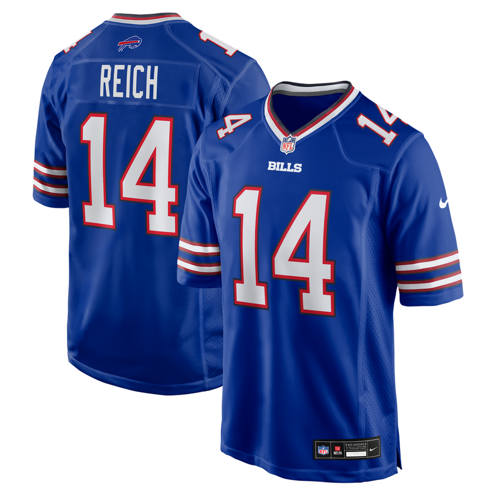 Buffalo Bills Frank Reich Nike Royal Game Retired Player Jersey product image 1, provided for visual reference and product