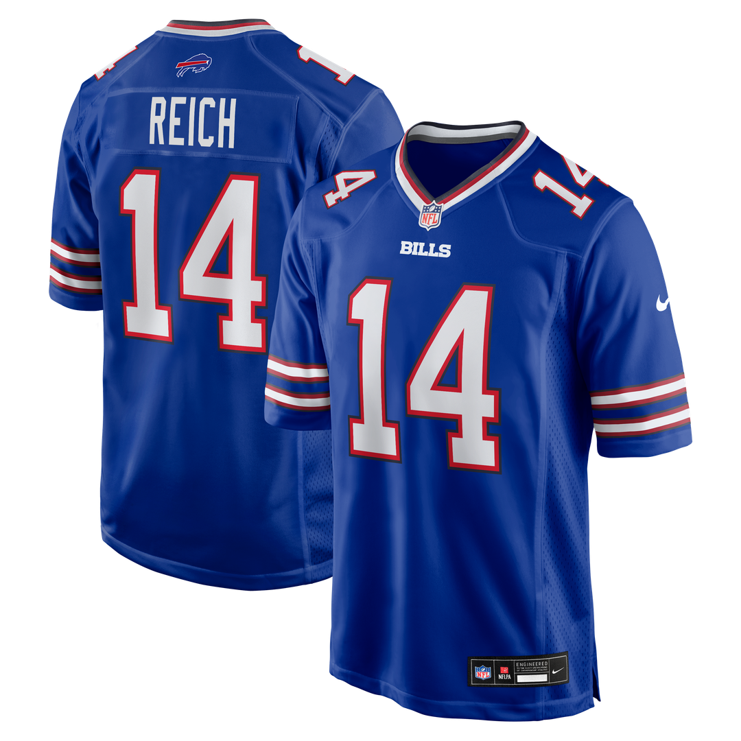 Buffalo Bills Frank Reich Nike Royal Game Retired Player Jersey product image 1, provided for visual reference and product