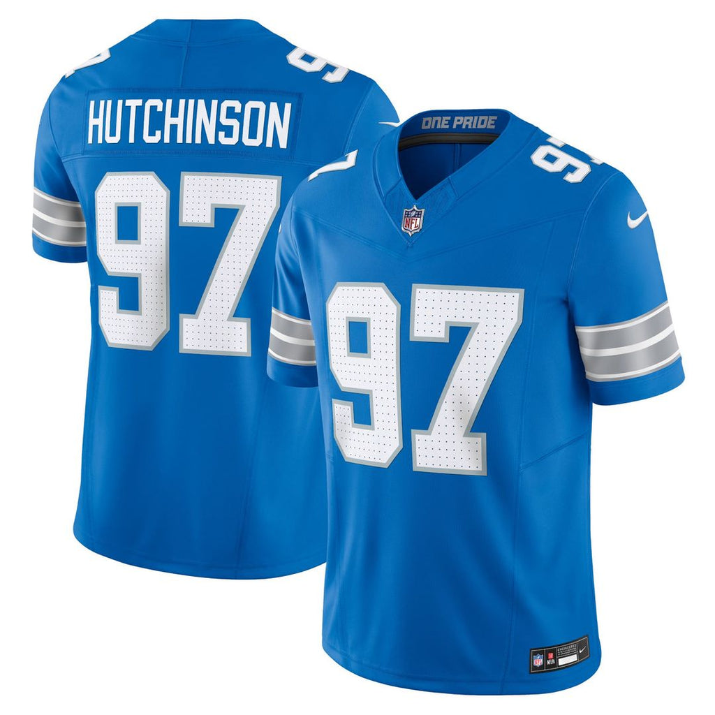 Detroit Lions Aidan Hutchinson Nike Blue Team Vapor F.U.S.E. Limited Jersey product image 1, provided for visual reference
