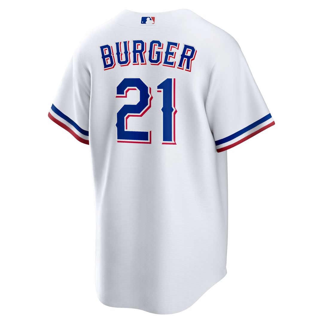 Texas Rangers Jake Burger Nike White Home Replica Jersey product image 3, provided for visual reference and product detail