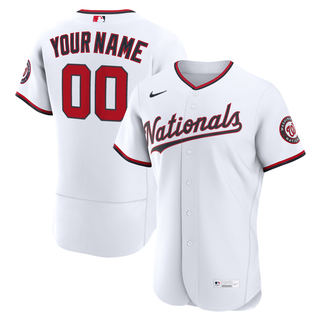 Washington Nationals Nike White Home Authentic Custom Jersey product image 1, provided for visual reference and product