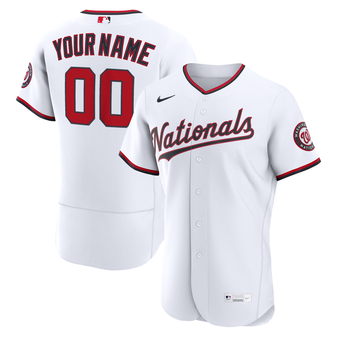 Washington Nationals Nike White Home Authentic Custom Jersey product image 1, provided for visual reference and product