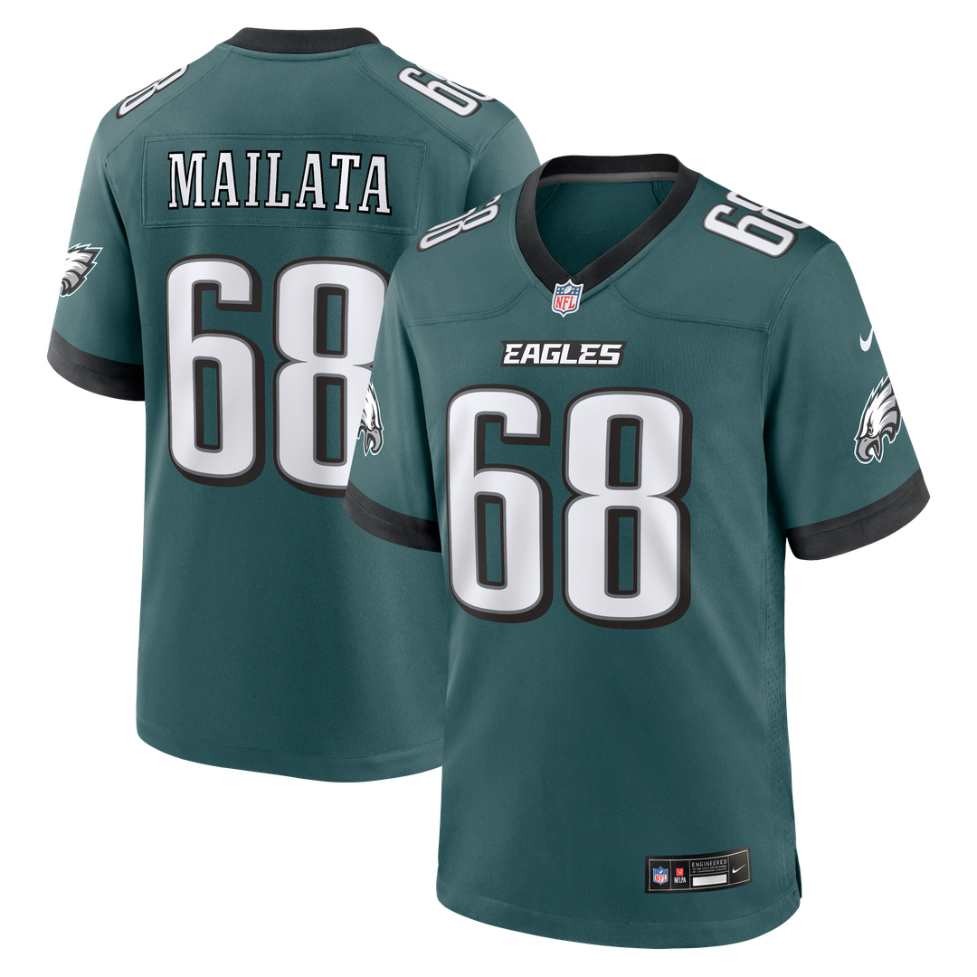 Philadelphia Eagles Jordan Mailata Nike Midnight Green Team Game Jersey product image 1, provided for visual reference and