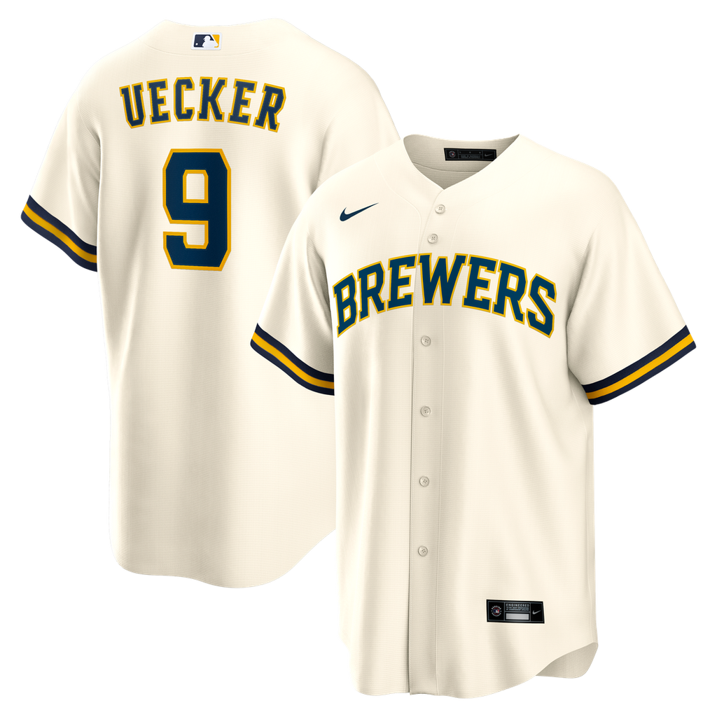Milwaukee Brewers Bob Uecker Nike Cream Home Retired Player Replica Jersey product image 1, provided for visual reference