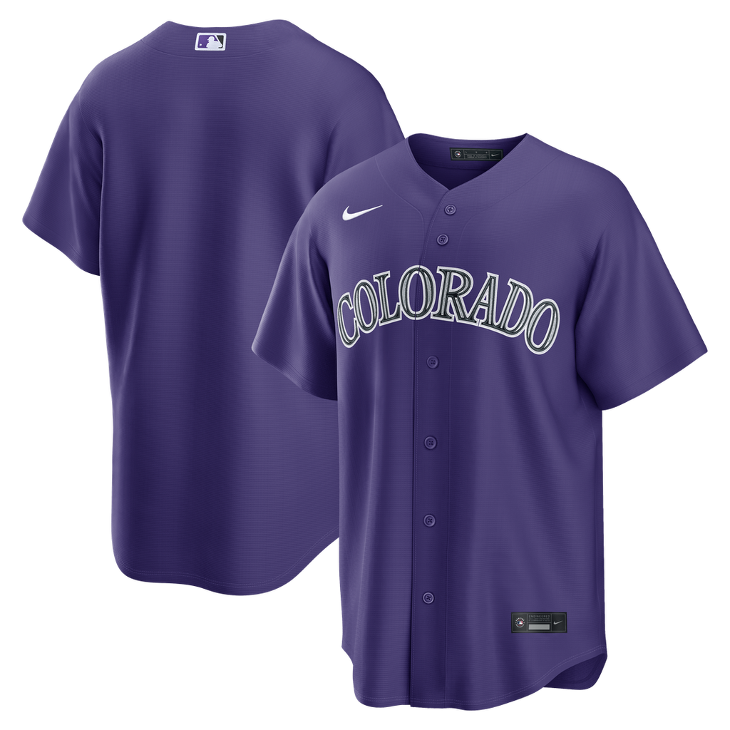 Colorado Rockies Nike Purple Alternate Replica Jersey product image 1, provided for visual reference and product detail