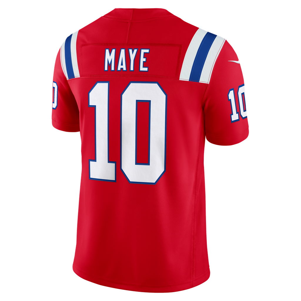 New England Patriots Drake Maye Nike Red Alternate Vapor F.U.S.E. Stitched Limited Jersey product image 3, provided for