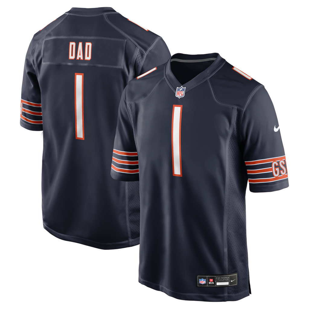 Chicago Bears Number 1 Dad Nike Navy Game Jersey product image 1, provided for visual reference and product detail review