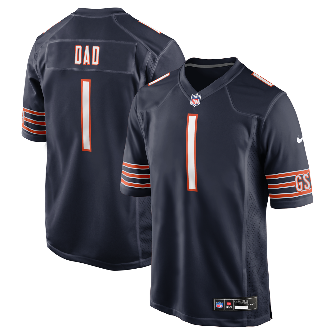 Chicago Bears Number 1 Dad Nike Navy Game Jersey product image 1, provided for visual reference and product detail review