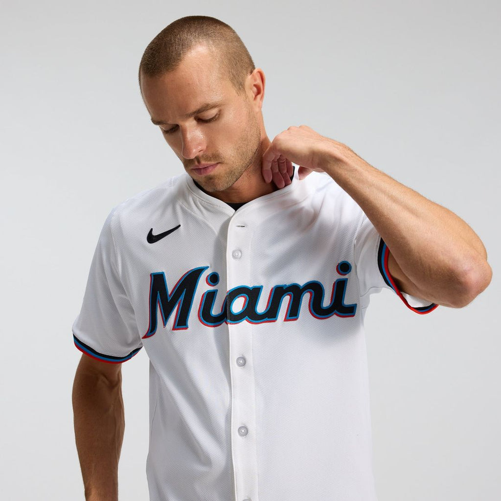 Miami Marlins Nike White Home Elite Jersey product image 10, provided for visual reference and product detail review