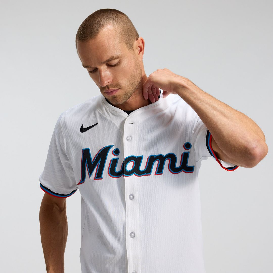 Miami Marlins Nike White Home Elite Jersey product image 10, provided for visual reference and product detail review