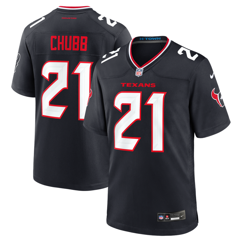 Houston Texans Nick Chubb Nike Navy Team Game Jersey product image 1, provided for visual reference and product detail review