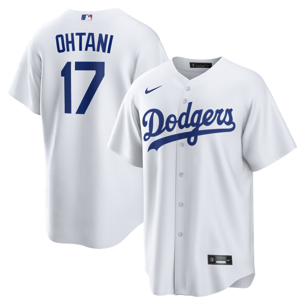Los Angeles Dodgers Shohei Ohtani Nike White Home Replica Jersey product image 1, provided for visual reference and product